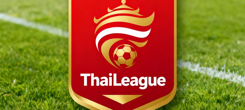 泰国超级联赛ThaiLeague官方数据合作标识，红色与金色搭配体现泰国足球的热情