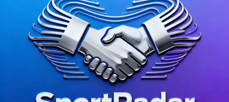 国际体育数据服务商SportRadar战略合作标识，体现数据技术领域的深度协作